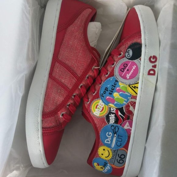 Red/Multi Color Canva/Leather Details Sneakers - Picture 1 of 14